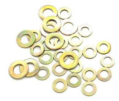 Yellow zinc plated flat washer din, sae, uss standard