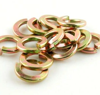 Yellow zinc plated spring washer